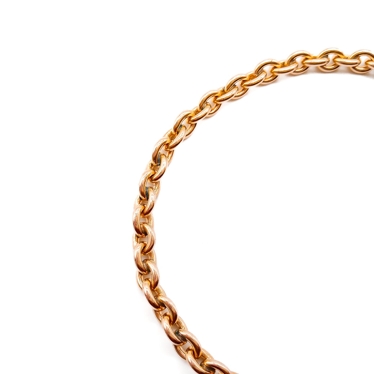 Classic 10ct rose gold graduated belcher link bracelet. American