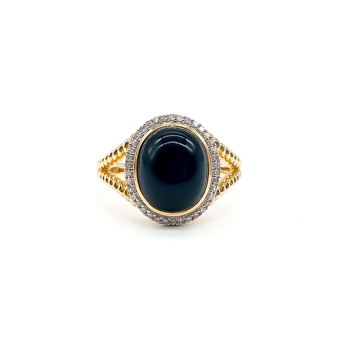 14ct Gold Onyx and Diamond Ring