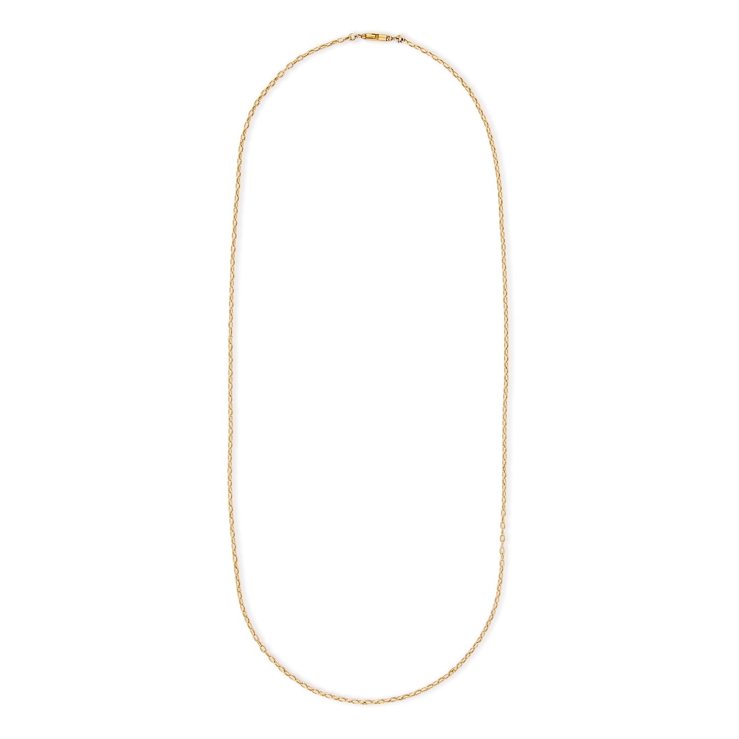 Classic vintage 18ct yellow gold belcher link chain, with a barrel clasp.