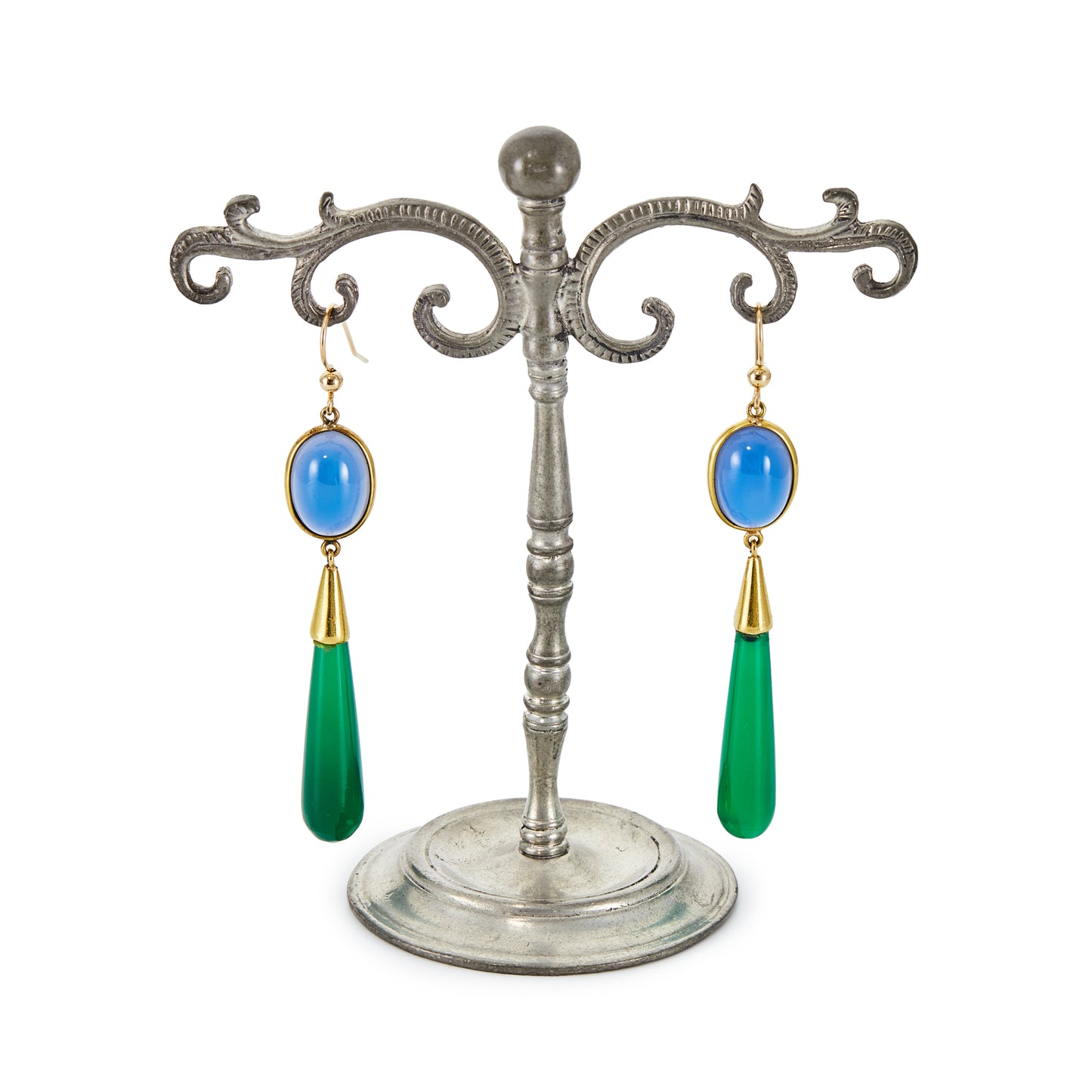 18ct Gold Chrysoprase and Sodalite Earrings