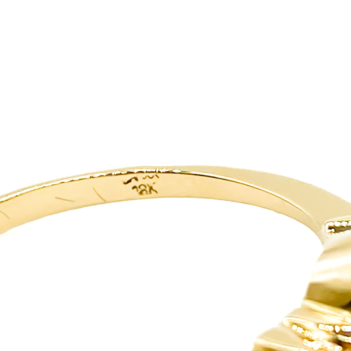 Magnificent 18ct yellow and white gold half eternity ring set with a middle row of seven diamonds, surrounded by forty-six tiny diamonds. Circa 1930’s