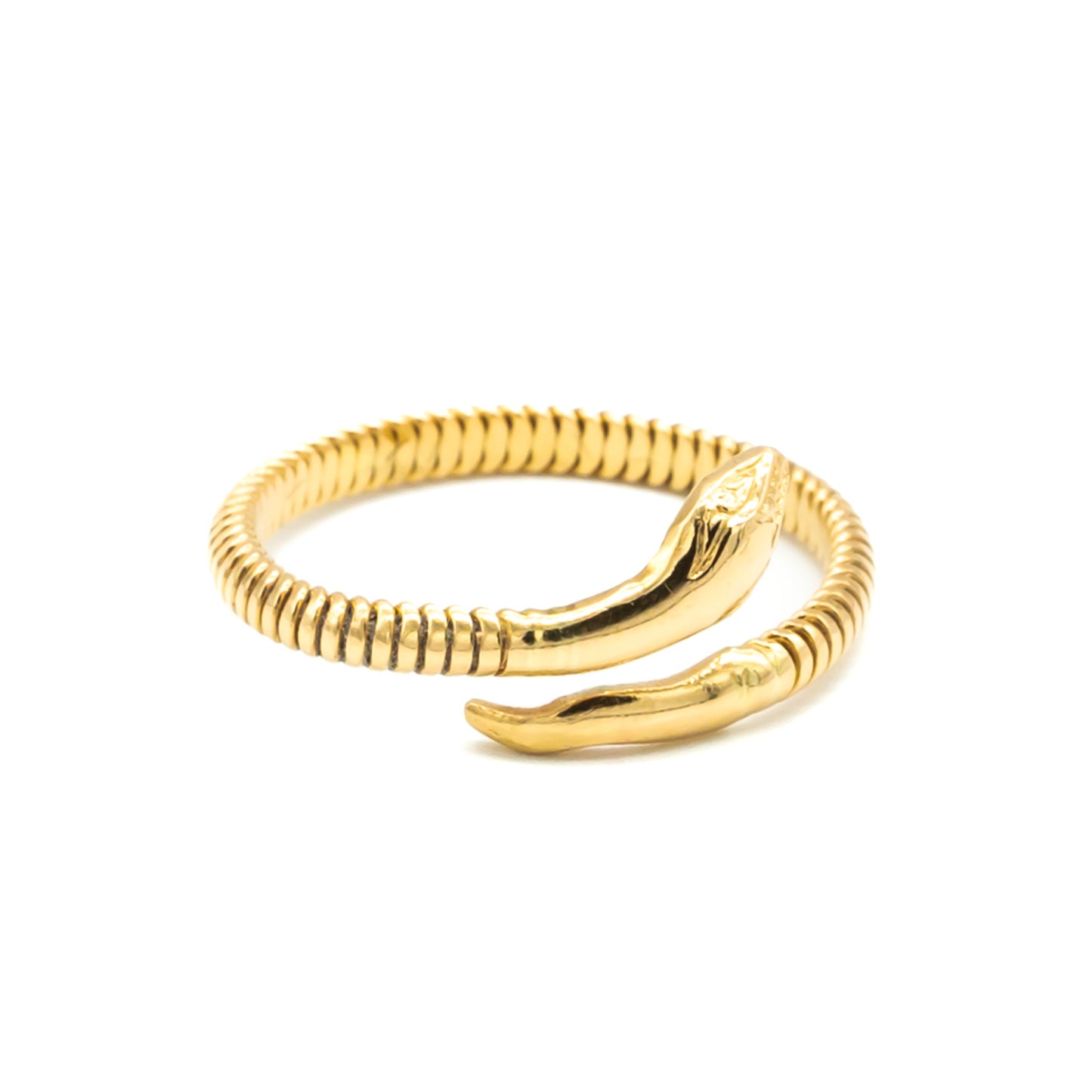 Charming 18ct yellow gold serpent ring with lovely detail.