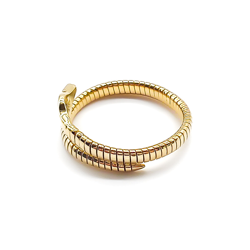 Irresistible 18ct yellow gold serpent ring. Italy