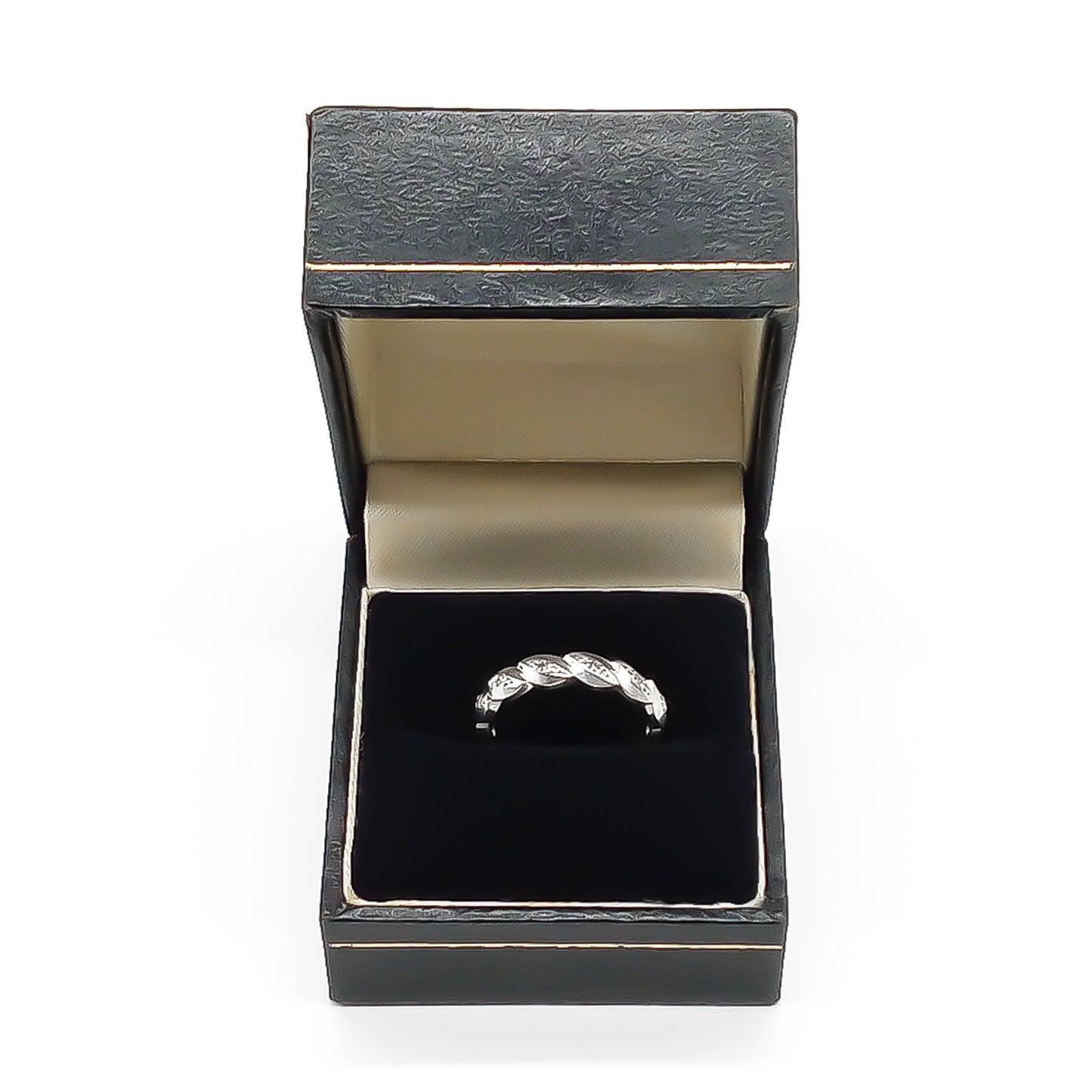 Dainty 18ct white gold eternity ring set with twelve small diamonds. 