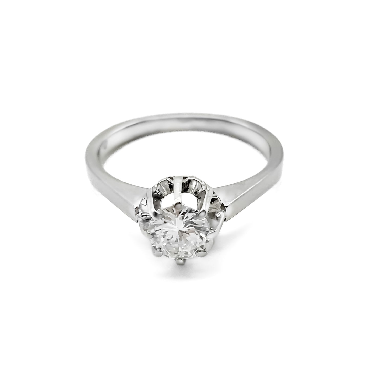 Classic 18ct white gold solitaire ring set with a lovely 0.50ct near colourless diamond.   Circa 1950’s