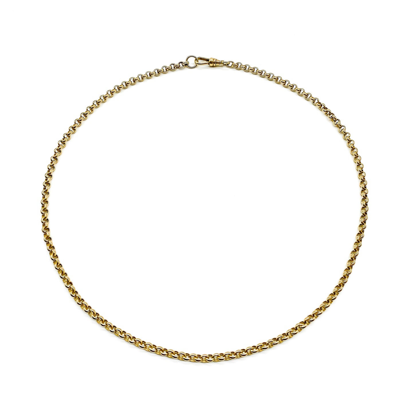 Classic 9ct gold belcher link chain with a dog-clip.