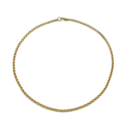 Classic 9ct gold belcher link chain with a dog-clip. 
