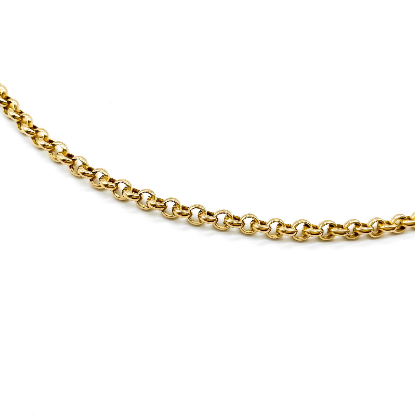 Classic 9ct gold belcher link chain with a dog-clip. 