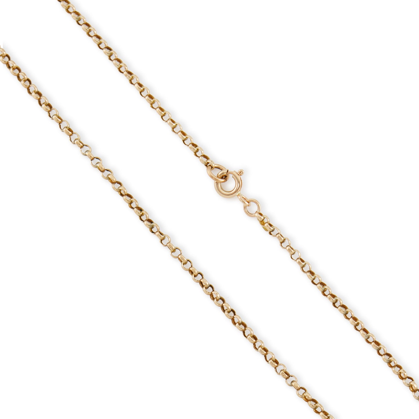 Classic vintage 9ct gold belcher link chain with a bolt ring clasp.