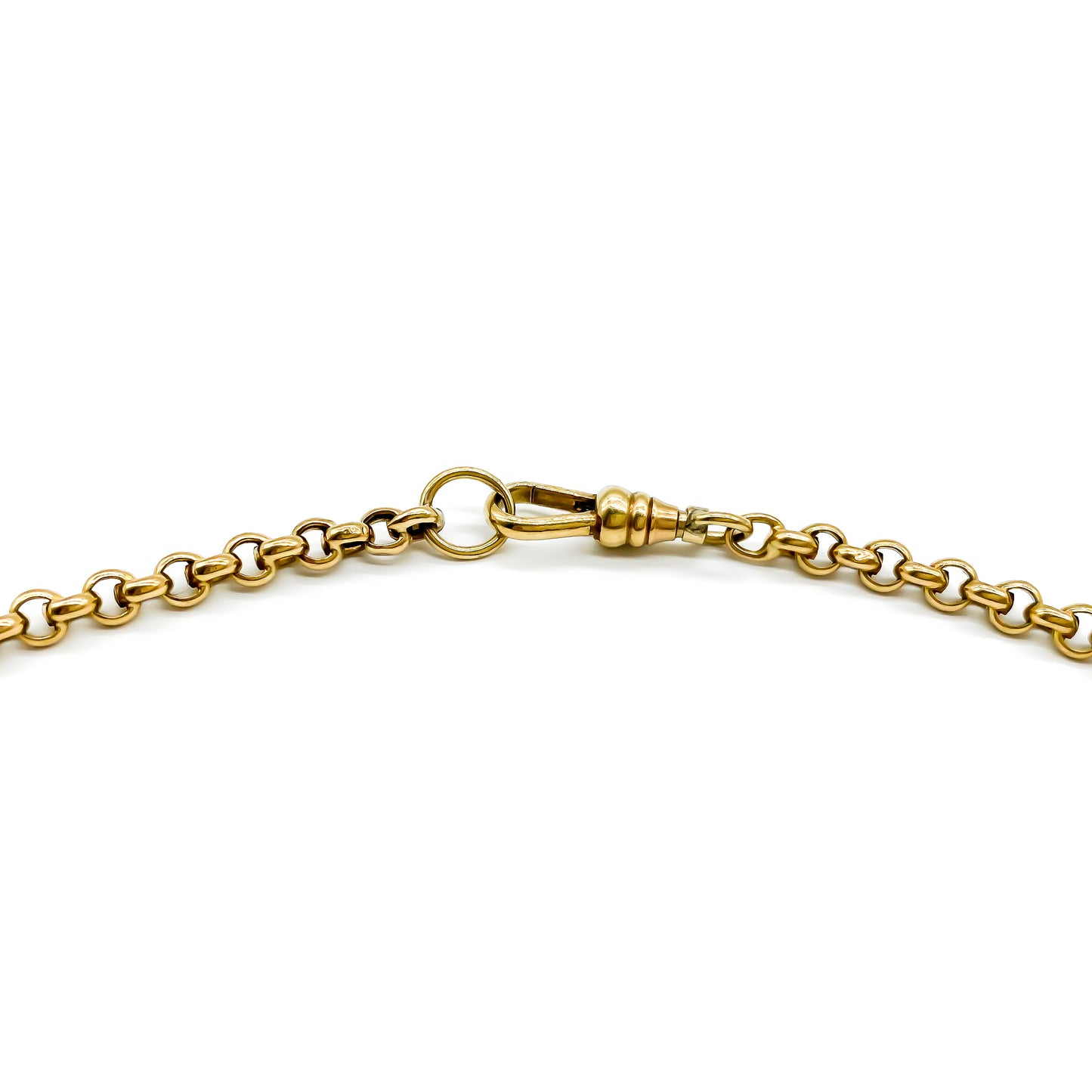 Classic 9ct gold belcher link chain with a dog-clip. 