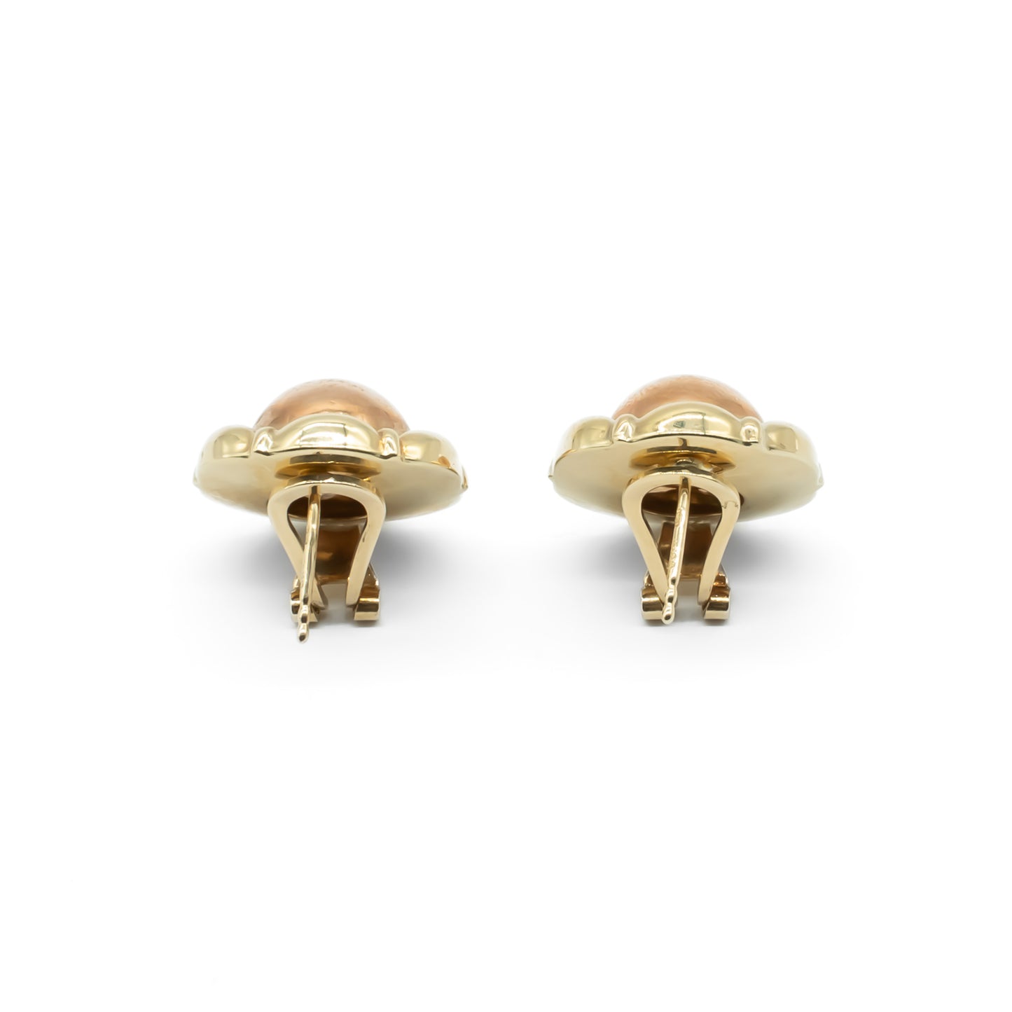 Classic 9ct yellow gold stud earrings with rose gold domes in centre.