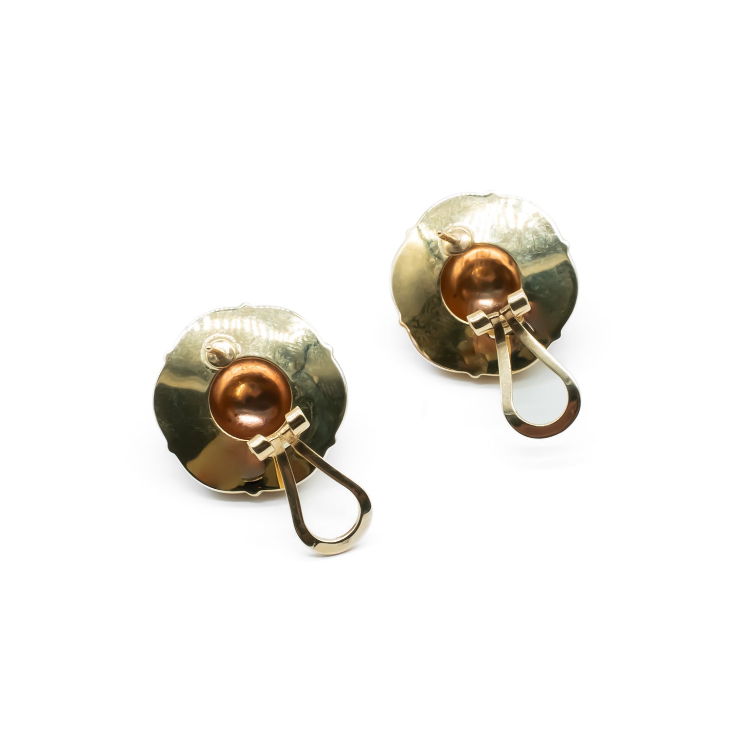 Classic 9ct yellow gold stud earrings with rose gold domes in centre.