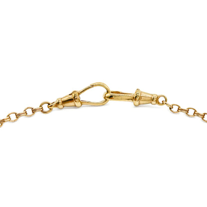 Stylish 9ct gold fancy link contemporary fob chain with T-bar and two dog clips. Unoaerre - Italy