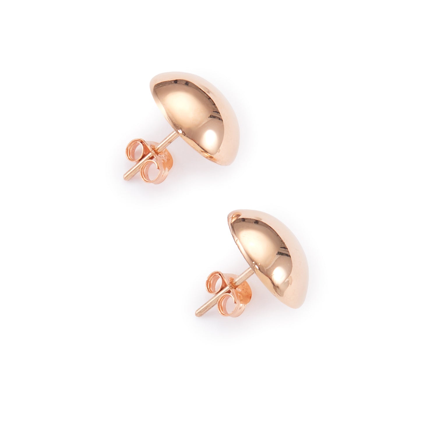 Classic 9ct rose gold dome stud earrings. Earrings are hollow and therefore easy to wear.