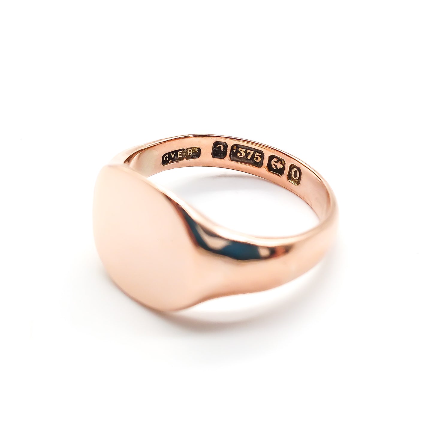 Classic 9ct rose gold signet ring. Ideal to be engraved. Birmingham 1913