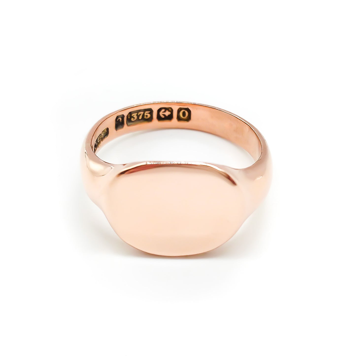 Classic 9ct rose gold signet ring. Ideal to be engraved. Birmingham 1913