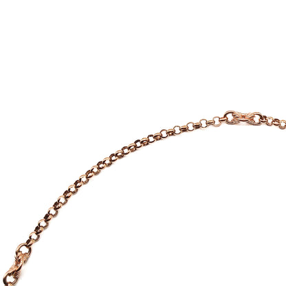 Lovely 9ct rose gold Victorian-style ornate link long guard chain with a dog-clip. Can be draped around the neck three times.