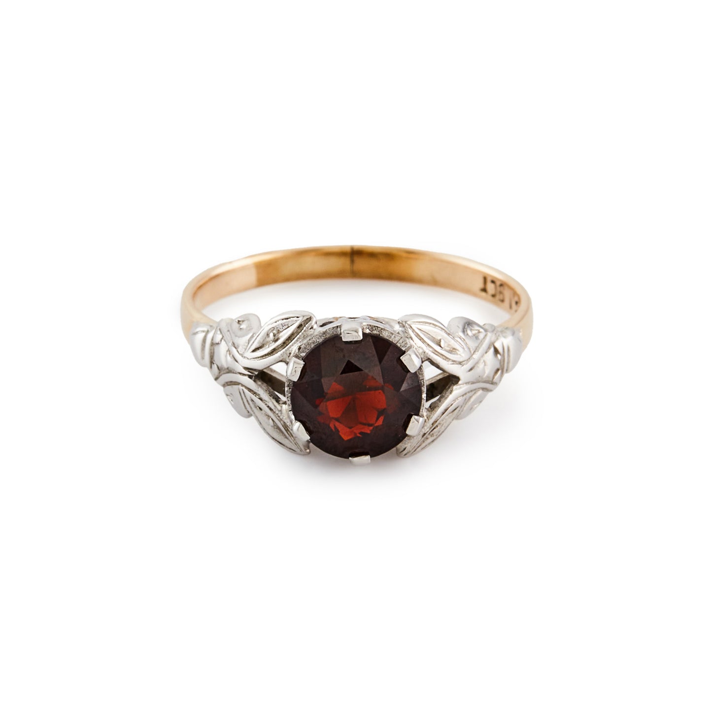 9ct Rose and White Gold Garnet Ring