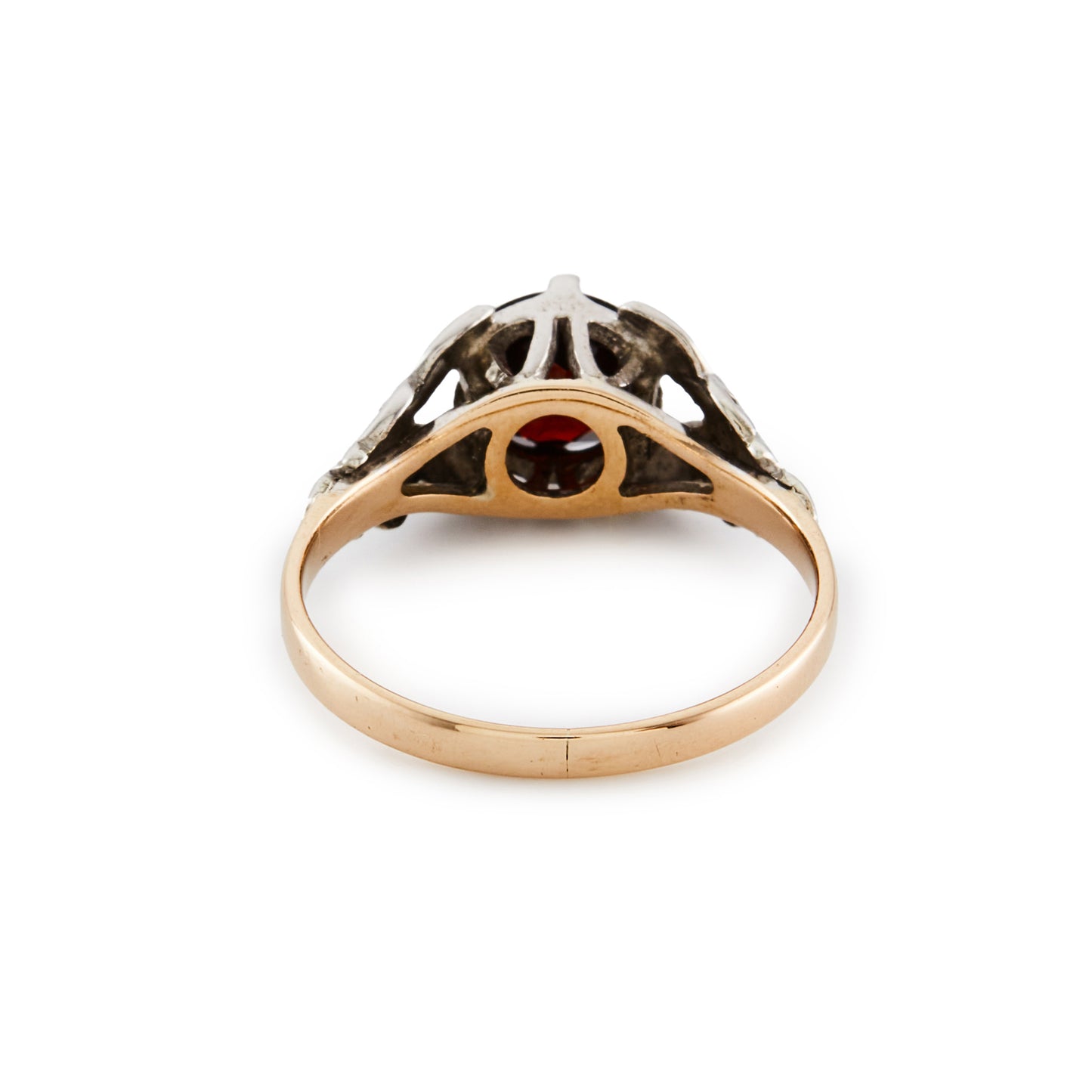 9ct Rose and White Gold Garnet Ring
