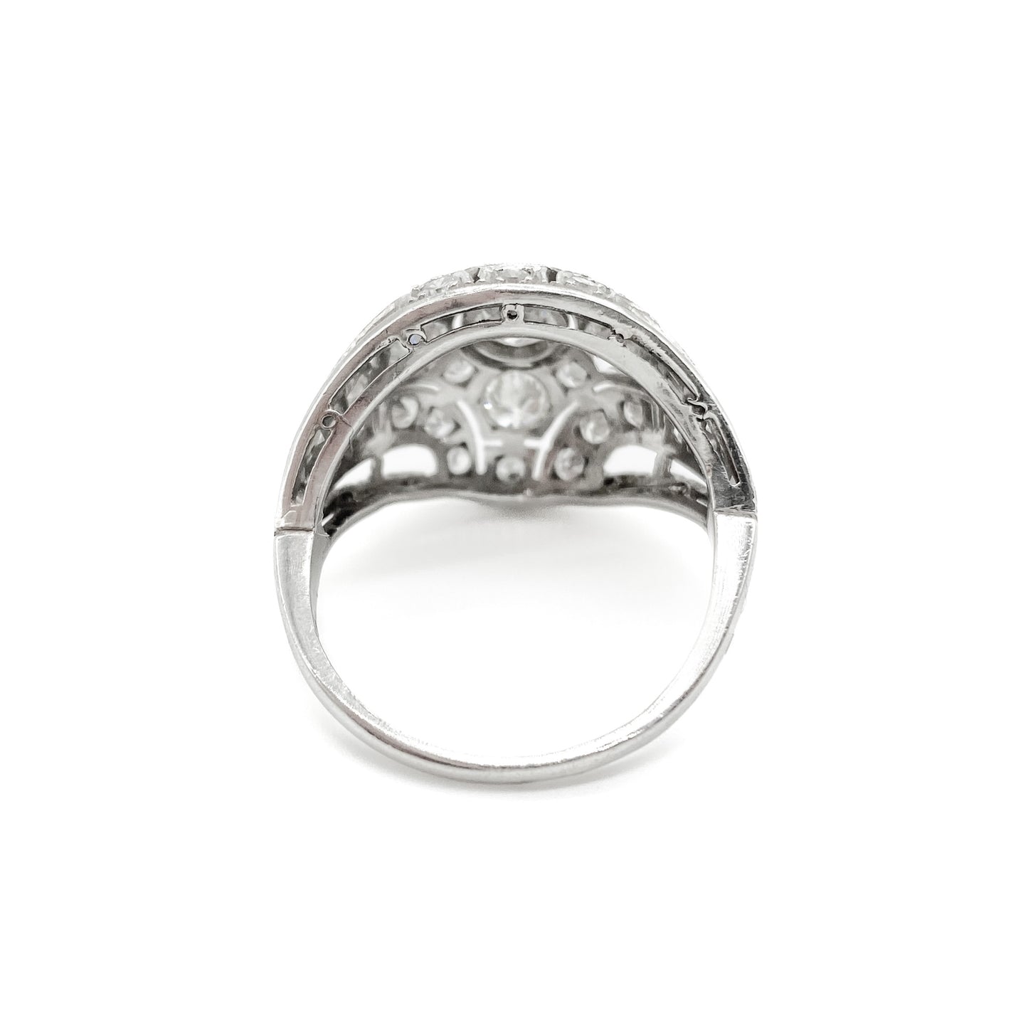 Gorgeous Art Deco 18ct white gold pavé set diamond ring with 0.50ct old-European-cut centre stone. 