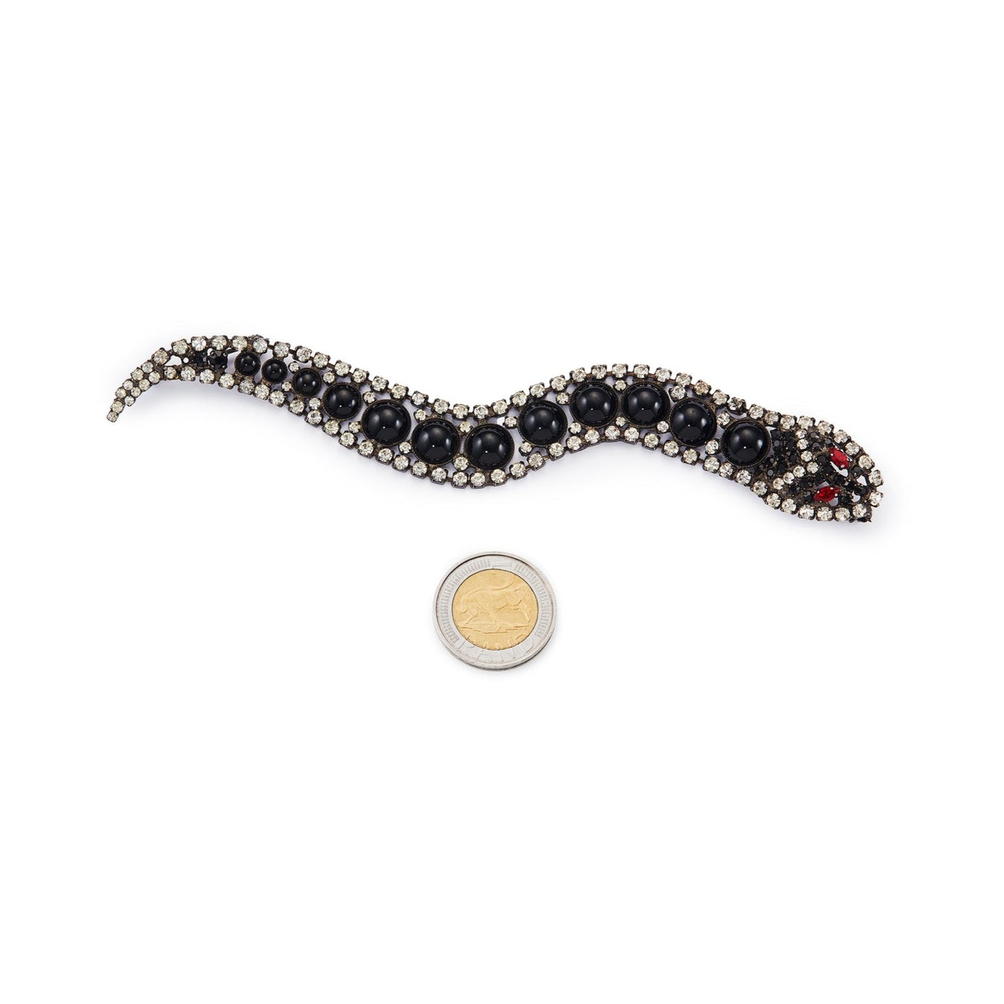 Glamorous vintage Butler and Wilson articulated snake brooch with two pins. A stunning statement designer piece, ideal to be worn over the shoulder. England