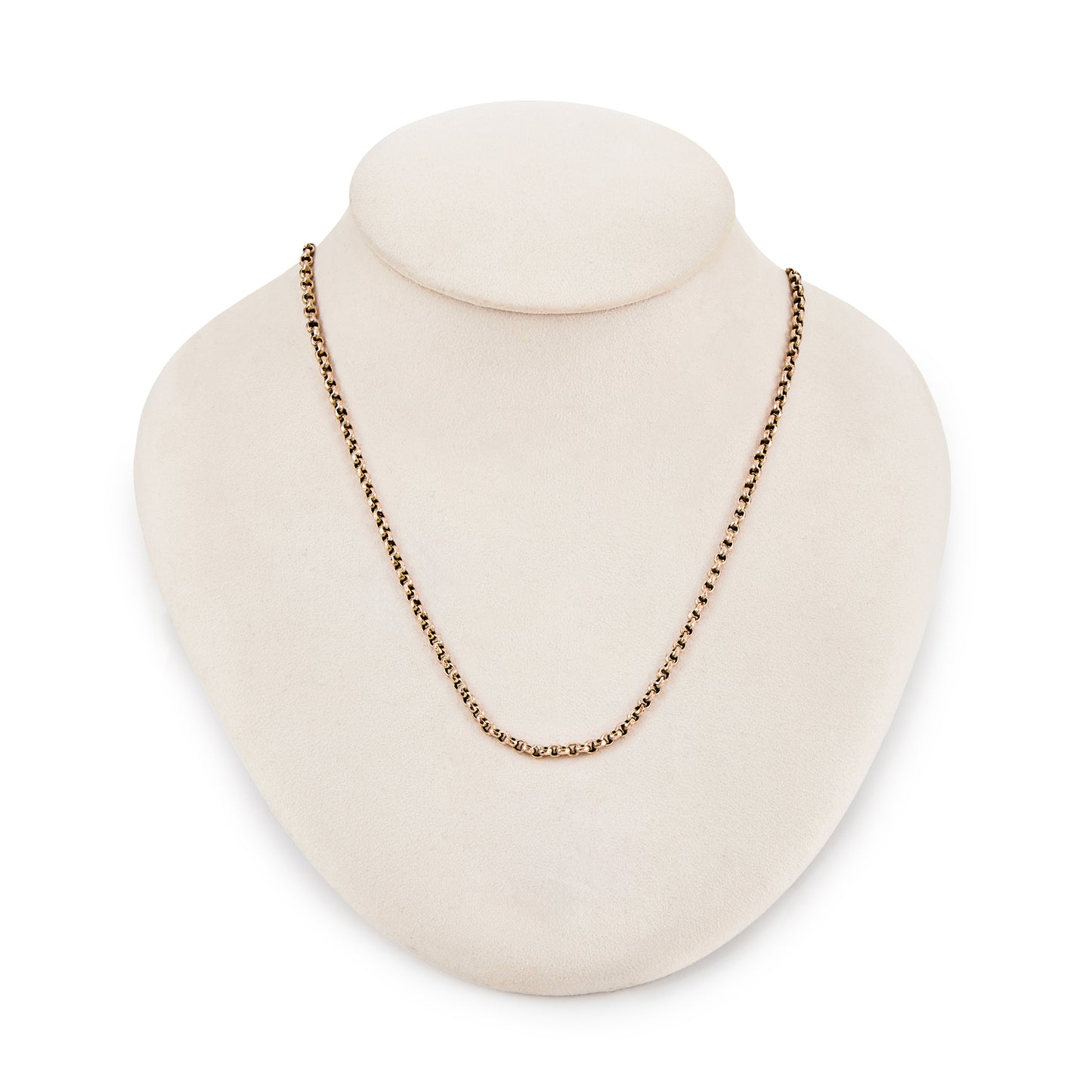 Classic Edwardian 9ct gold belcher link chain, with a bolt ring clasp.