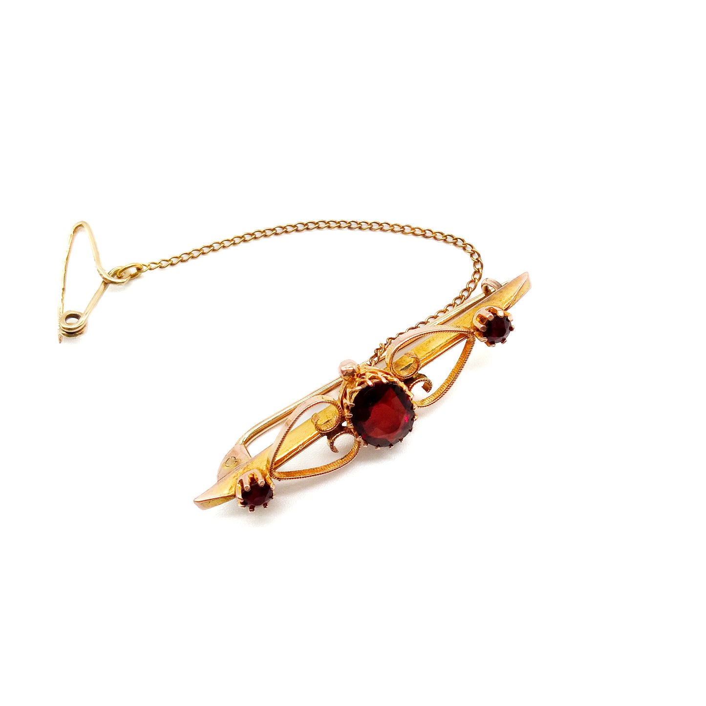 Edwardian 9ct Gold Garnet Brooch