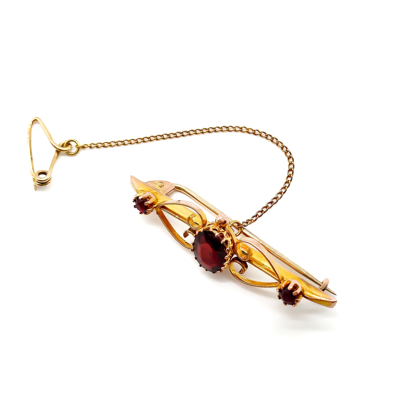 Edwardian 9ct Gold Garnet Brooch