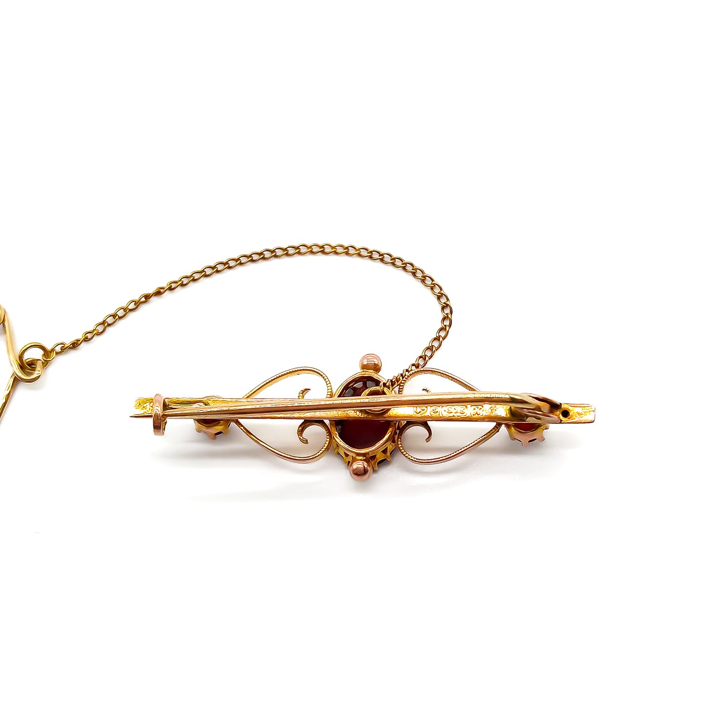 Edwardian 9ct Gold Garnet Brooch