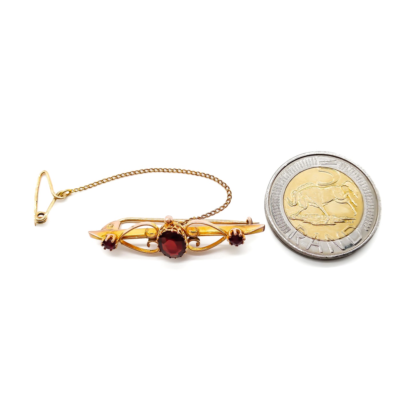 Edwardian 9ct Gold Garnet Brooch
