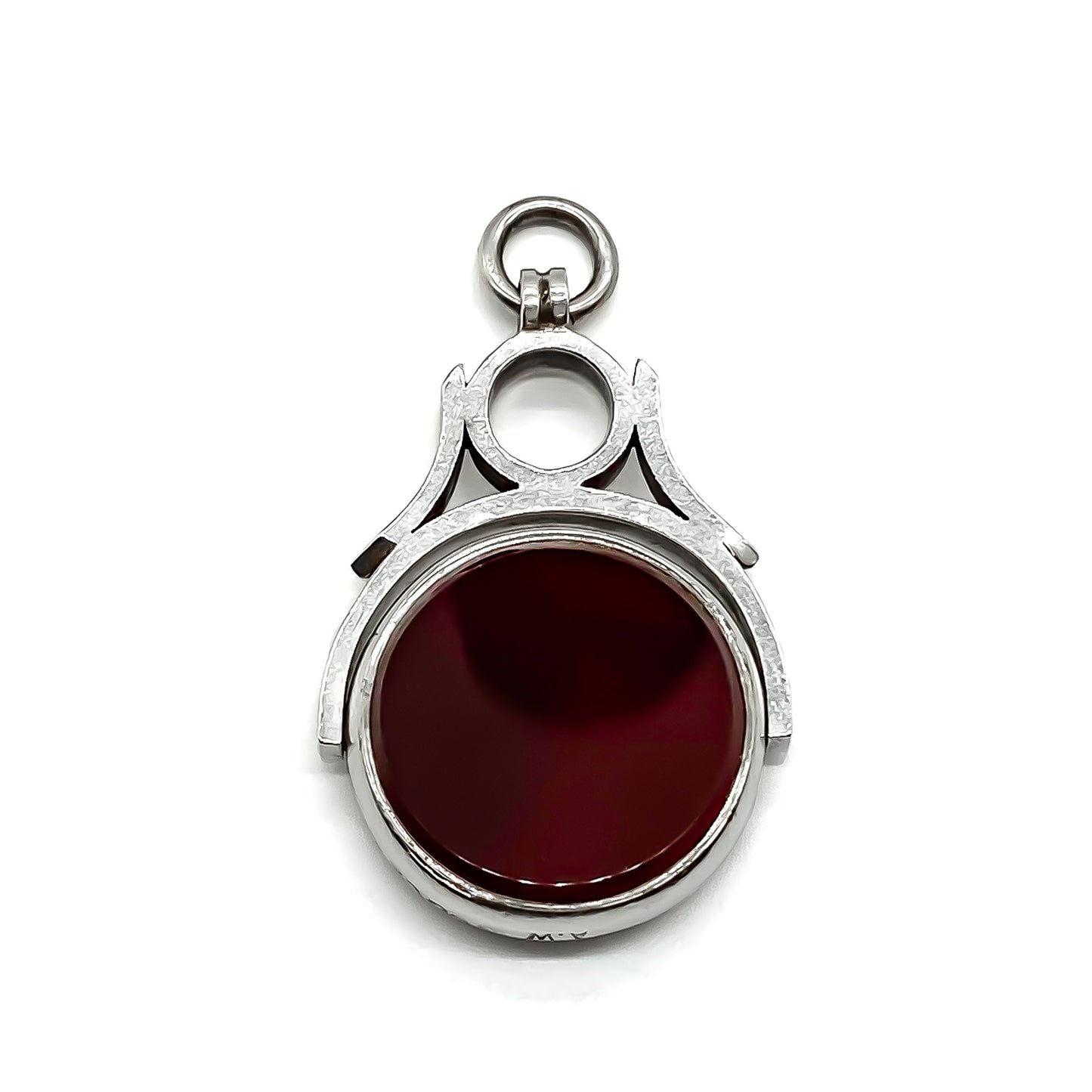 Classic Edwardian sterling silver swivel carnelian and bloodstone fob. Birmingham 1908.