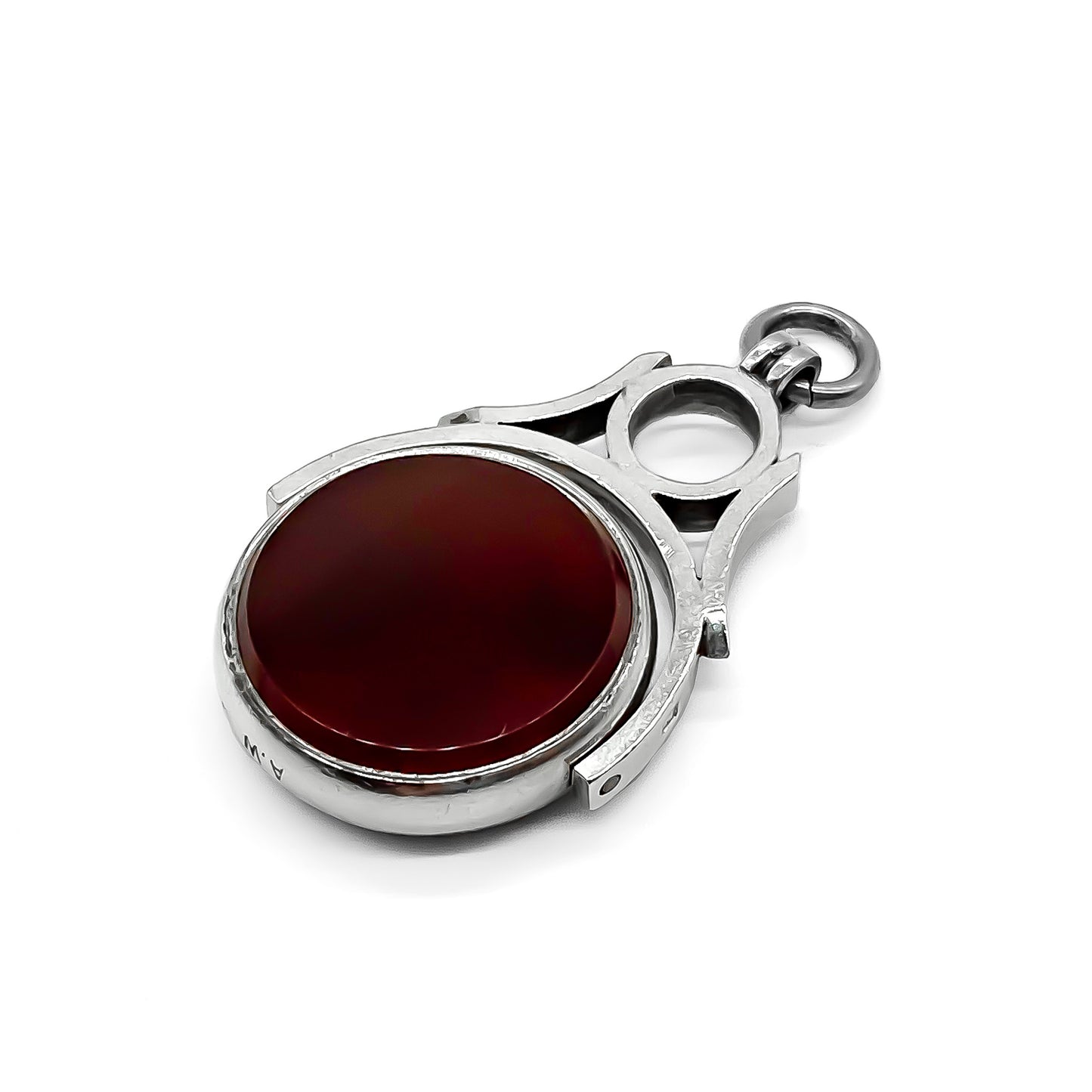 Classic Edwardian sterling silver swivel carnelian and bloodstone fob. Birmingham 1908.