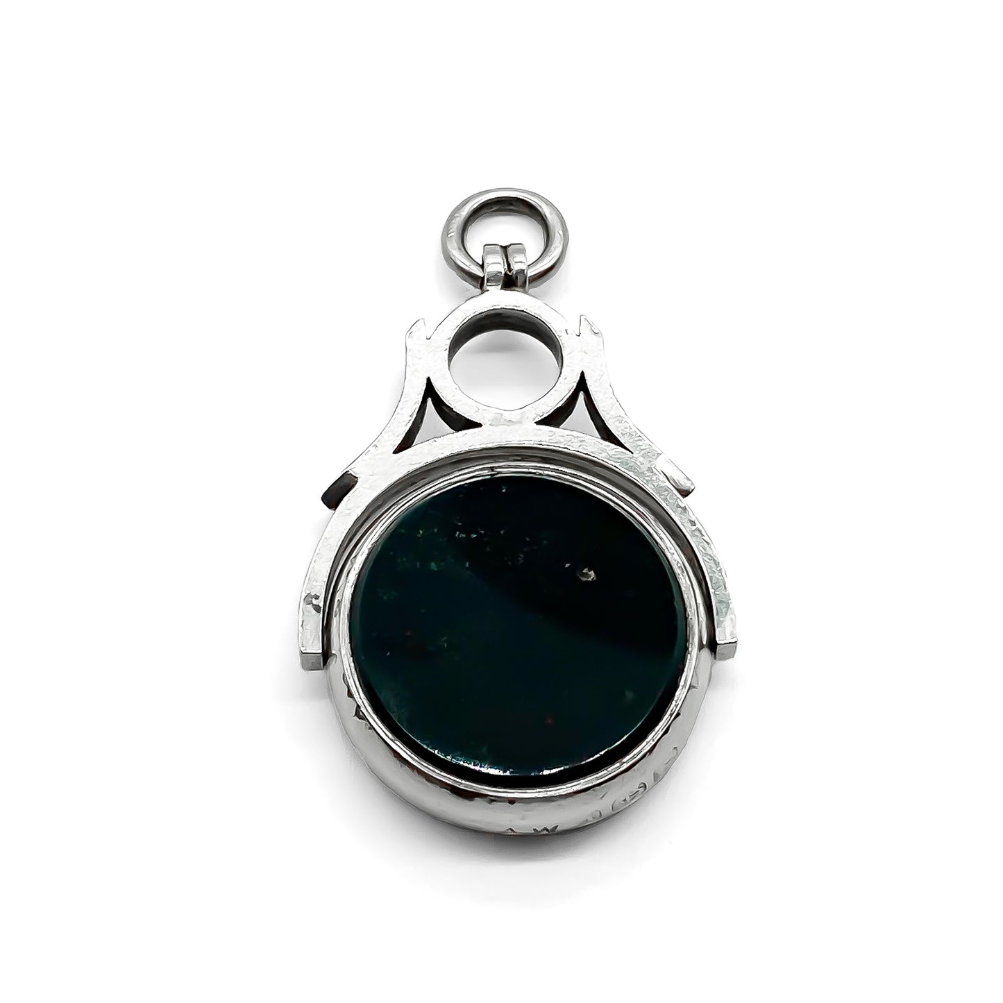 Classic Edwardian sterling silver swivel carnelian and bloodstone fob. Birmingham 1908.