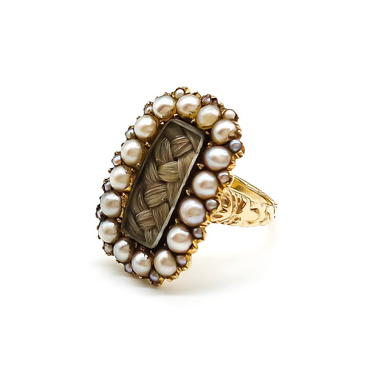 Georgian 15ct Gold Pearl Mourning Ring