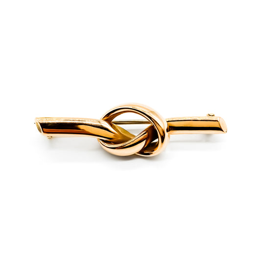 Classic Victorian 15ct rose gold knot bar brooch.
