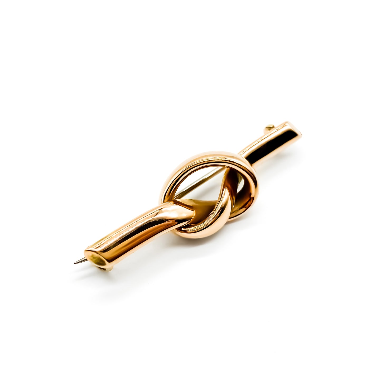 Classic Victorian 15ct rose gold knot bar brooch.