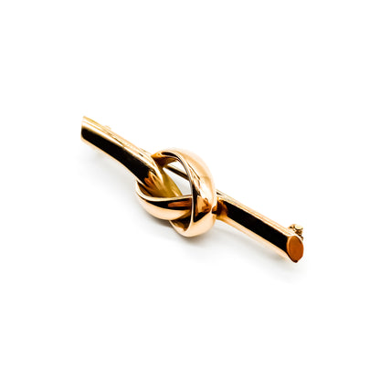 Classic Victorian 15ct rose gold knot bar brooch.
