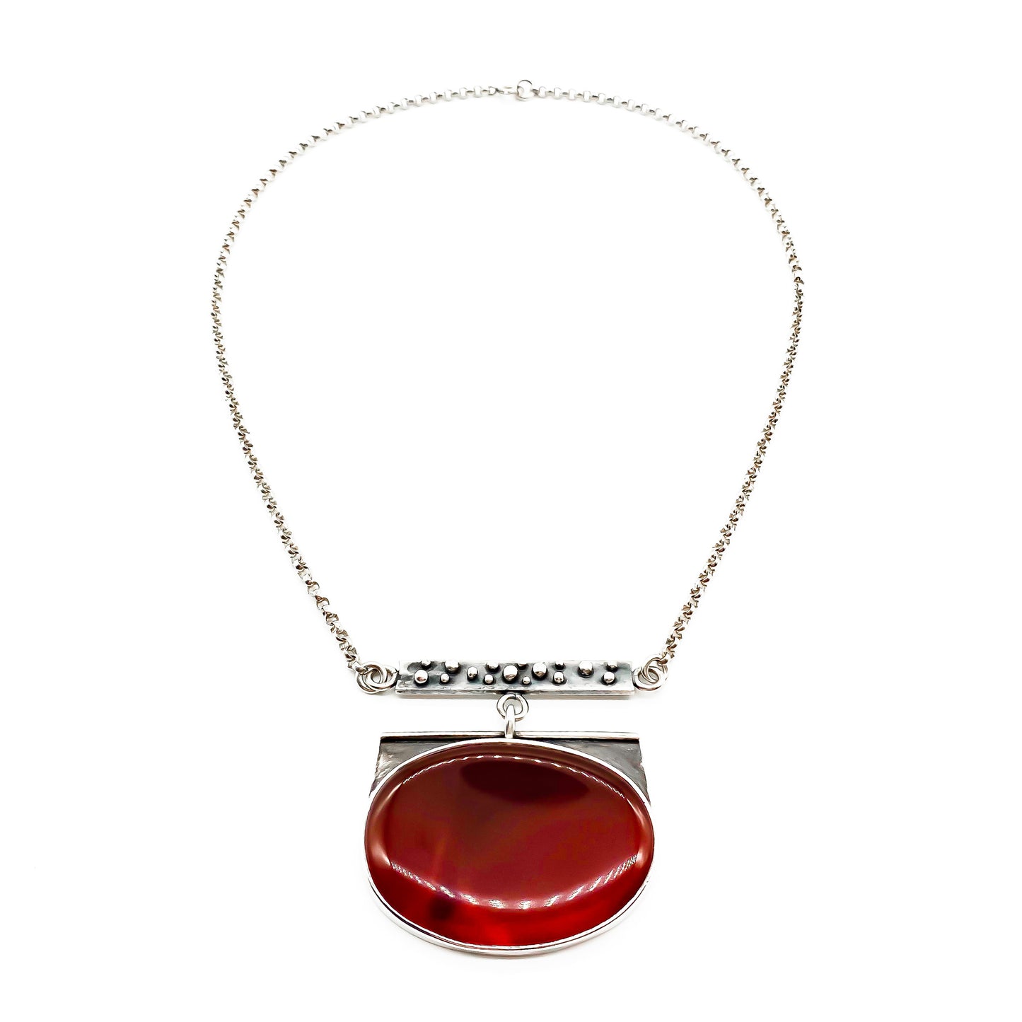 Modernist Silver Carnelian Designer Necklace