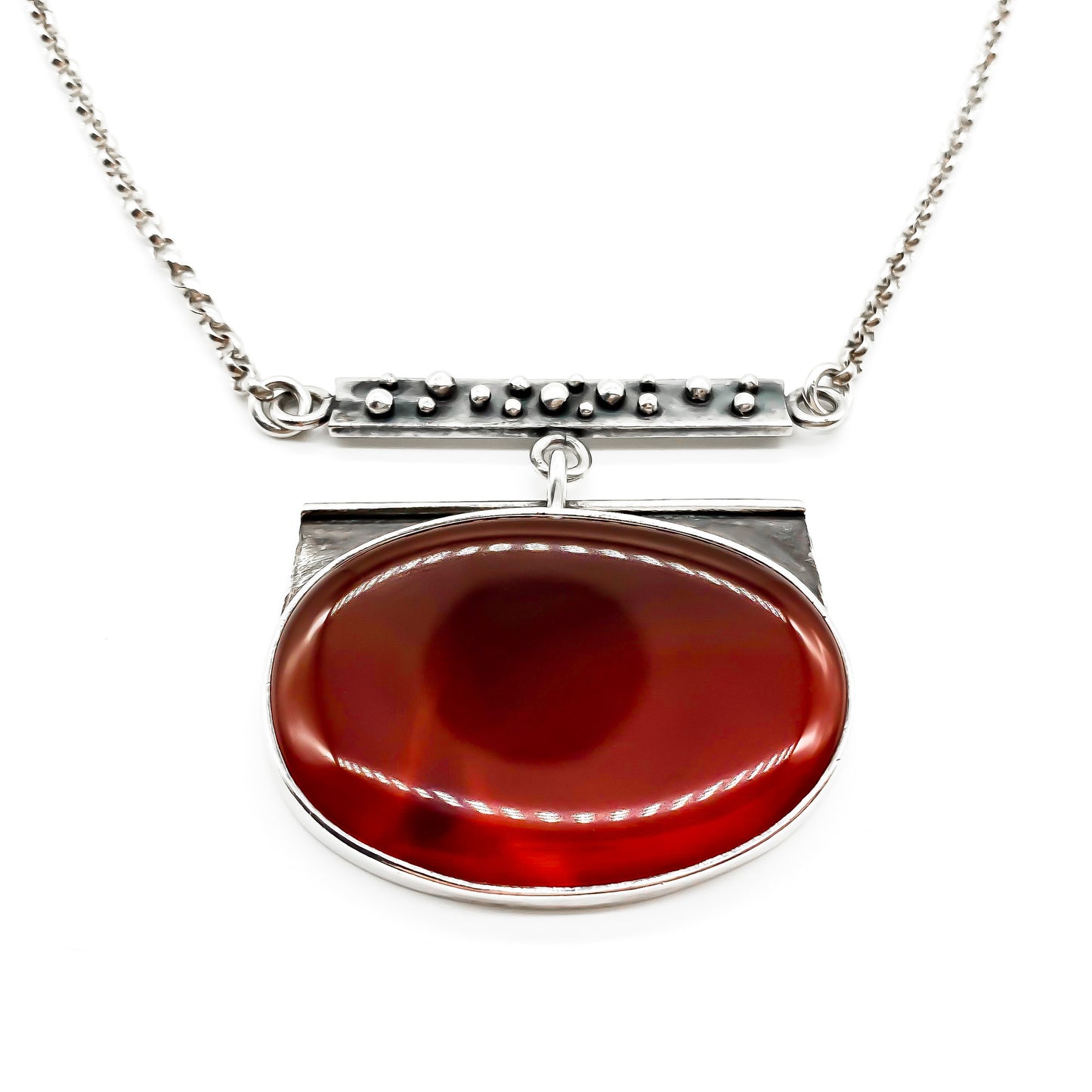 Modernist Silver Carnelian Designer Necklace