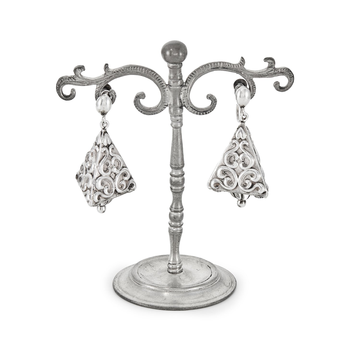 Sought-after pyramid shaped Candida (unmarked) drop earrings with screw-on backs. Beautiful repoussé work.