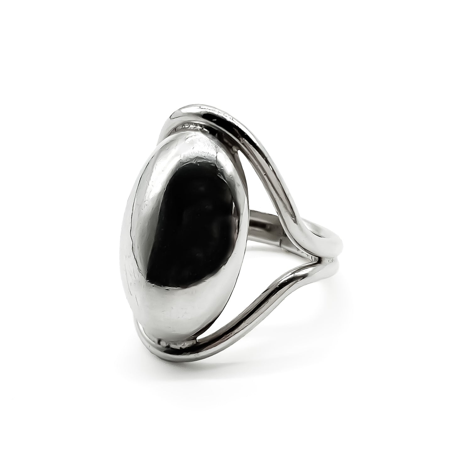 Stylish dome-shaped Modernist sterling silver ring.