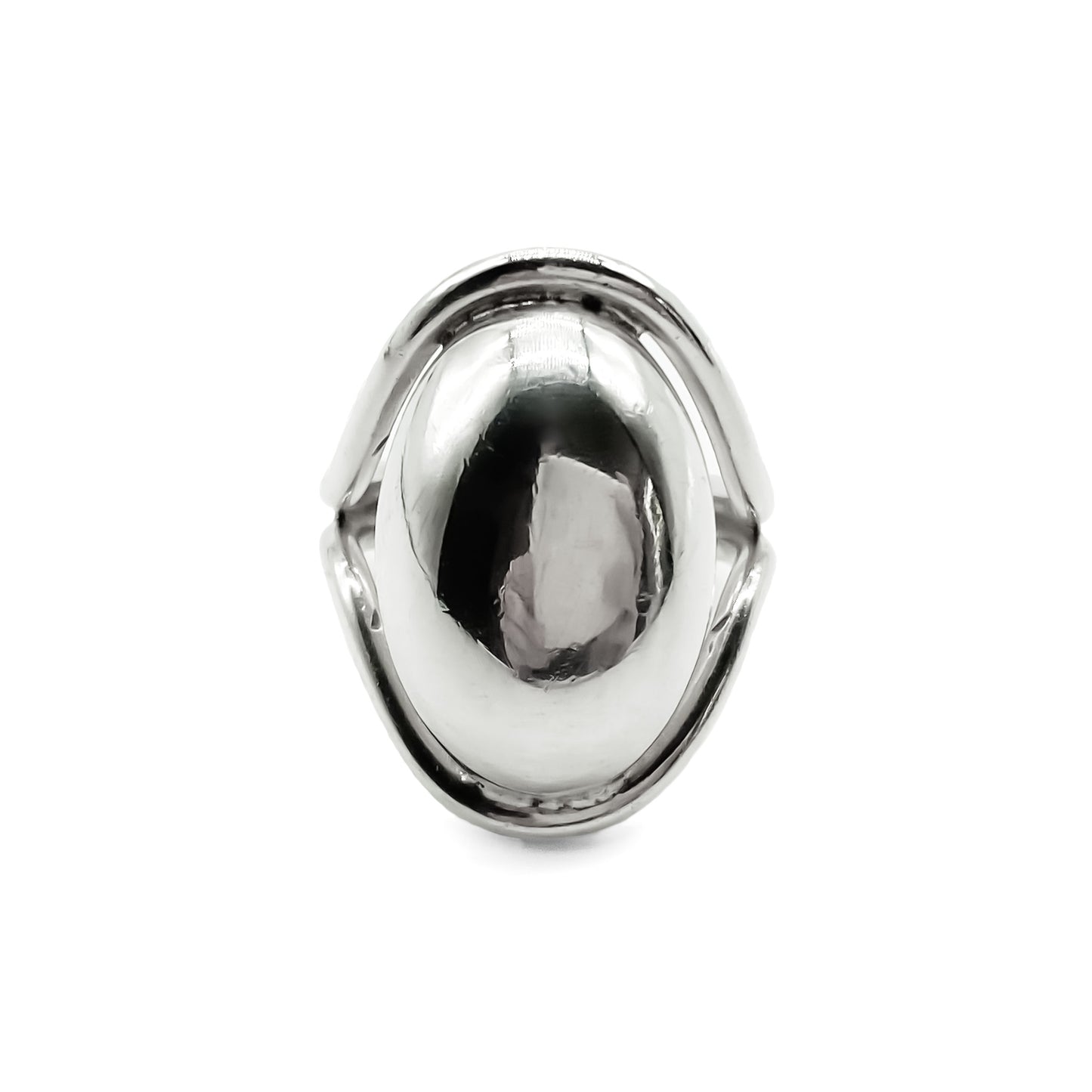 Stylish dome-shaped Modernist sterling silver ring.