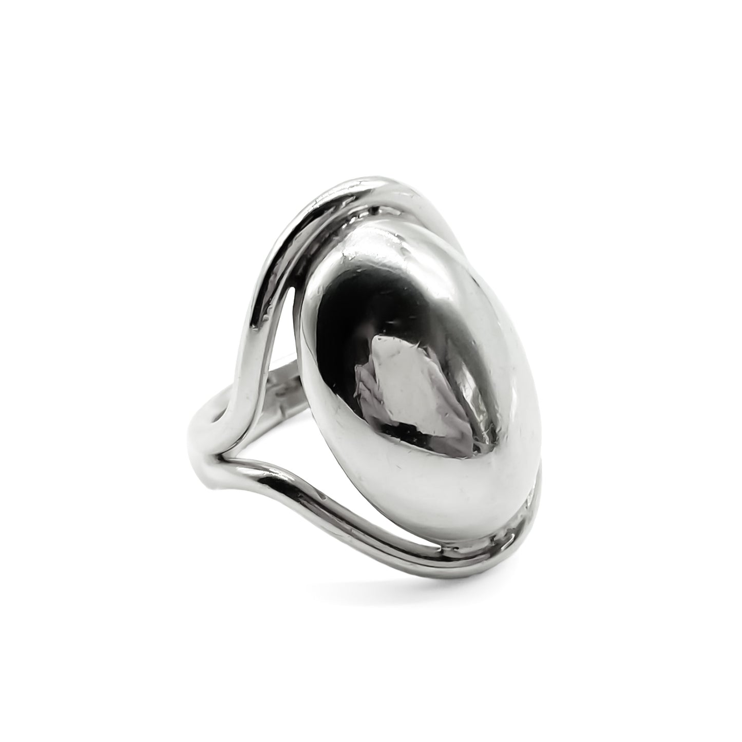 Stylish dome-shaped Modernist sterling silver ring.