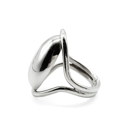 Stylish dome-shaped Modernist sterling silver ring.