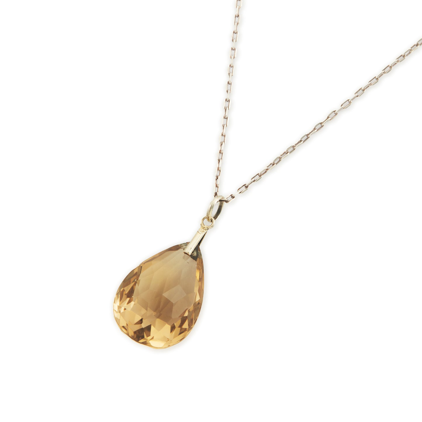 Stunning large pear-shaped smokey quartz drop pendant on a 900 silver chain.