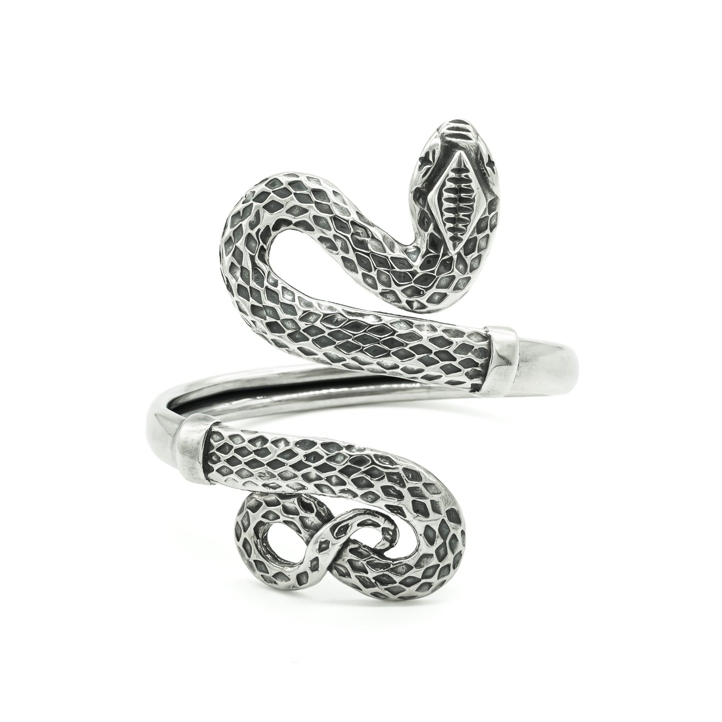 Magnificent sterling silver serpent bangle that coils around the arm. Size adjustable. Italy