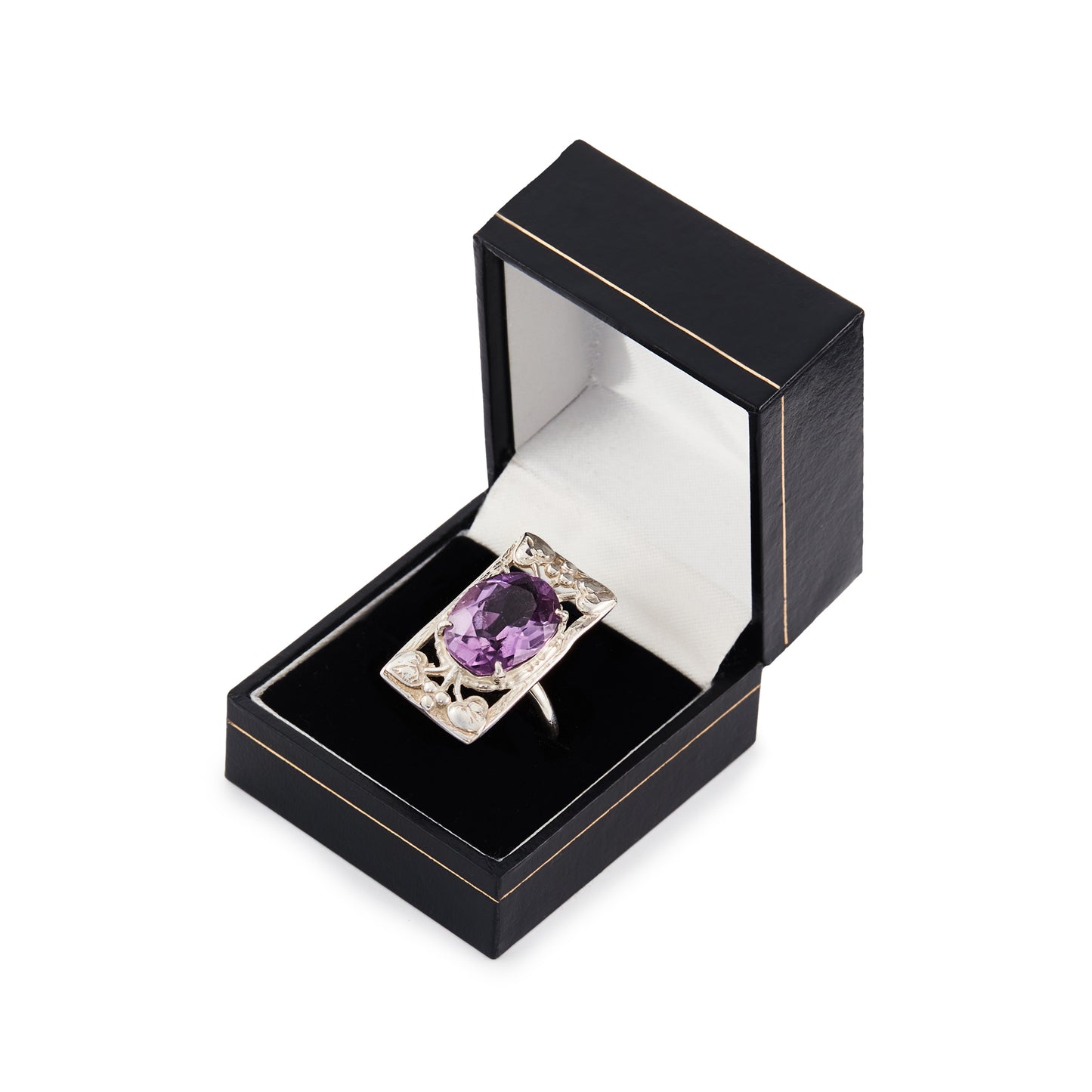 Sterling Silver Arts and Crafts Amethyst Ring