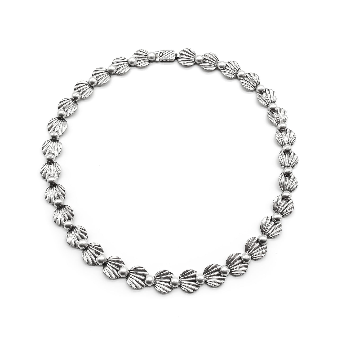 Classic Danish sterling silver choker necklace. Designer: Herman Siersbol Circa 1940’s