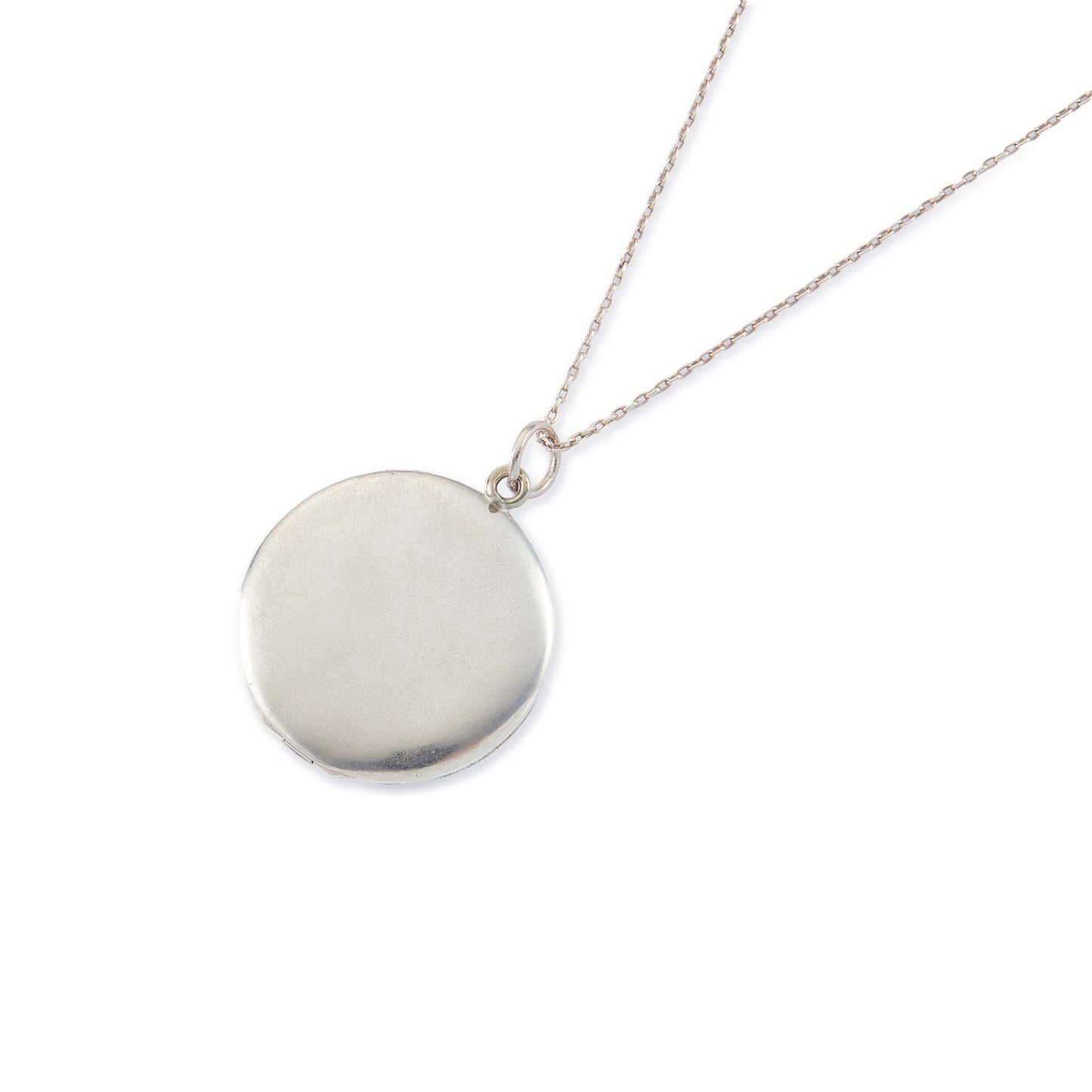 Pretty vintage sterling silver locket with an enamel floral design on a light blue background, on a sterling silver chain.