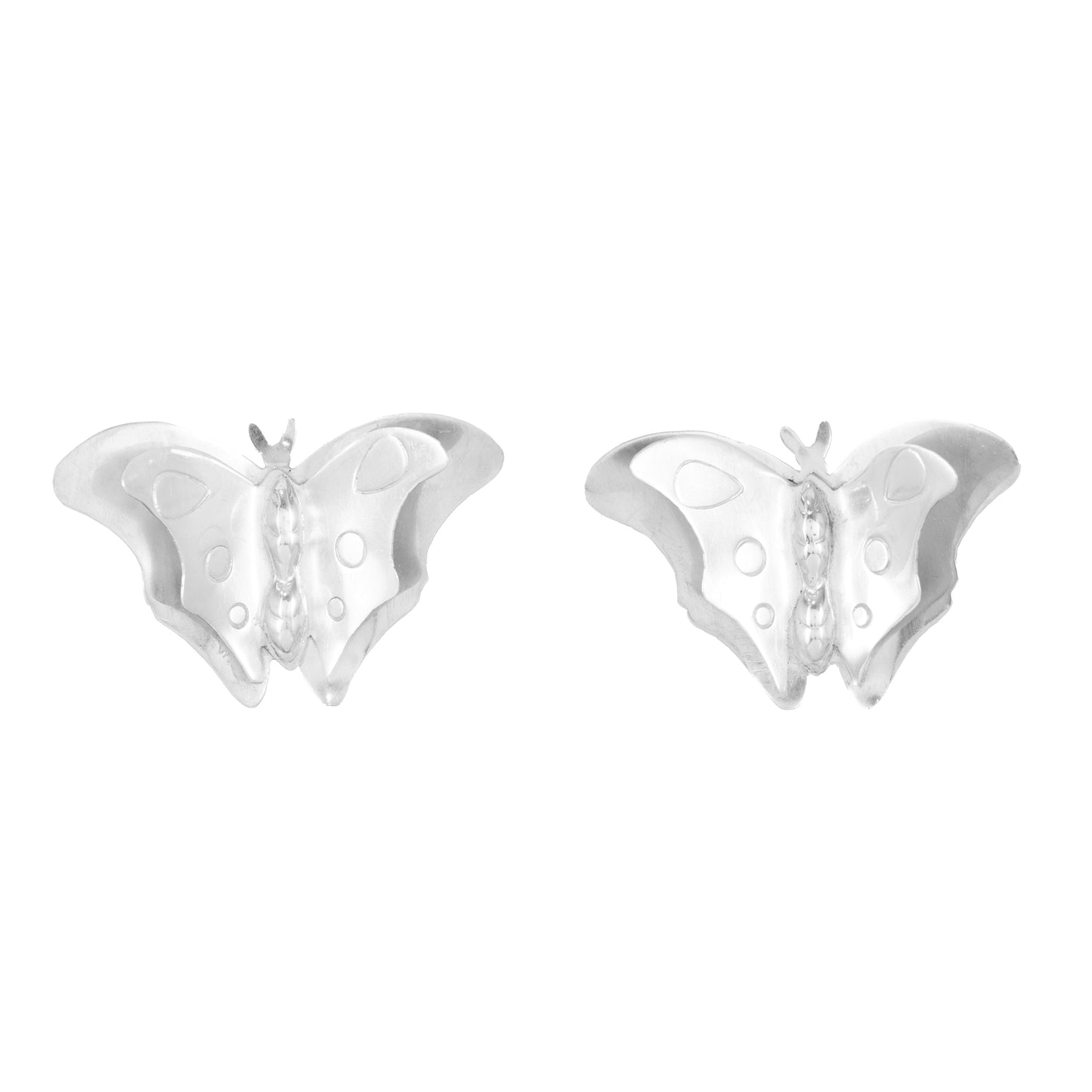 Striking sterling silver Mexican butterfly earrings. Three dimensional. Post 1979